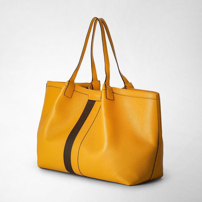 Serapian Secret tote bag in cachemire leather ochre espresso In Saldo