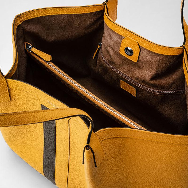 Serapian Secret tote bag in cachemire leather ochre espresso In Saldo