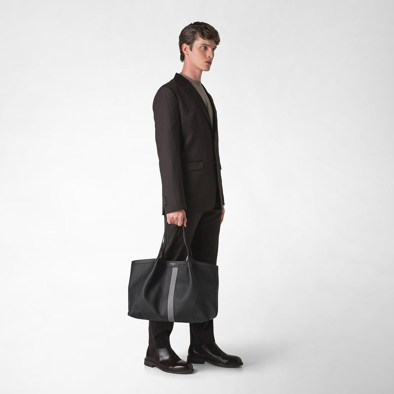 Serapian Borsa secret tote in pelle cachemire nero-asfalto Nuova