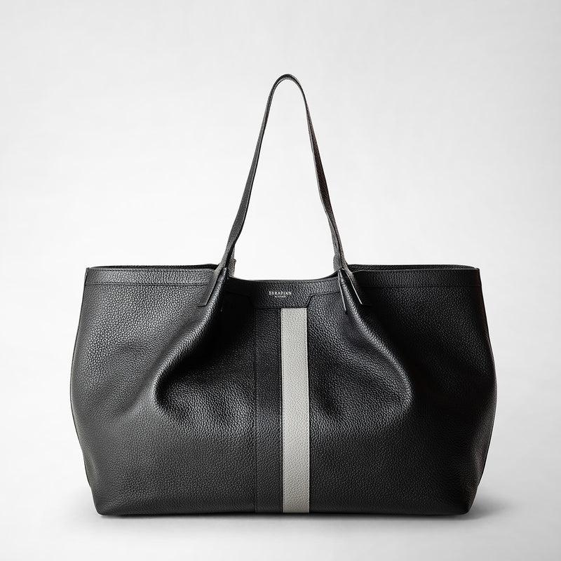 Serapian Borsa secret tote in pelle cachemire nero-asfalto Nuova