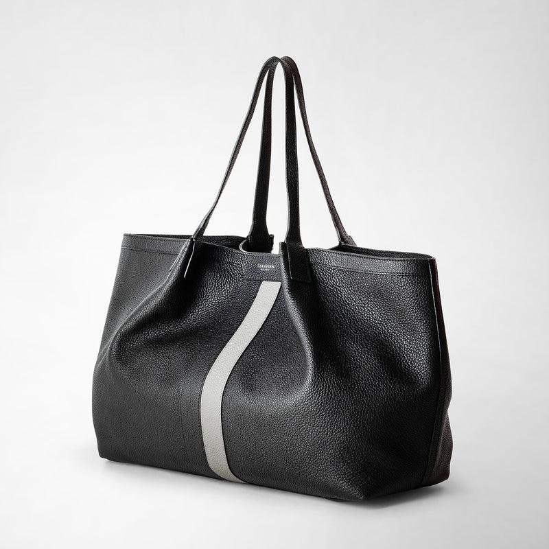 Serapian Borsa secret tote in pelle cachemire nero-asfalto Nuova