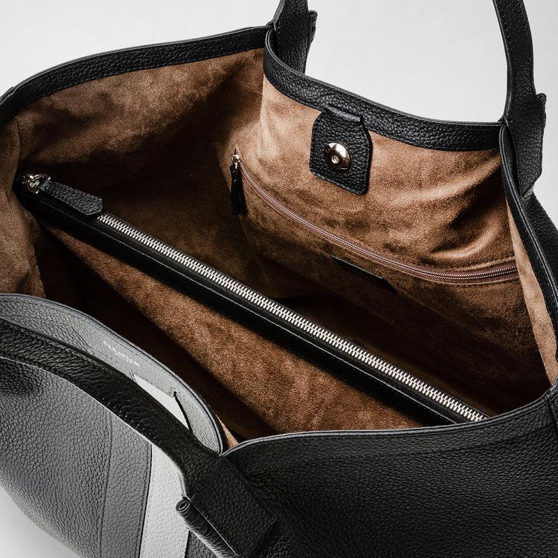 Serapian Borsa secret tote in pelle cachemire nero-asfalto Nuova