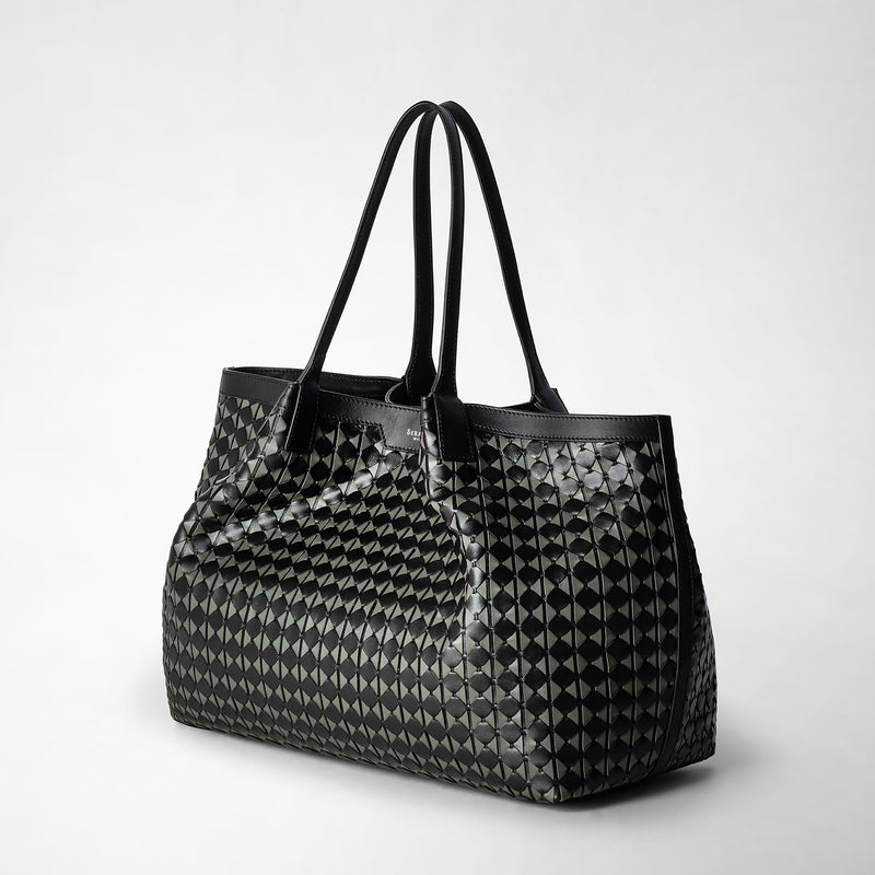 Serapian Secret tote bag in mosaico black asphalt 2025