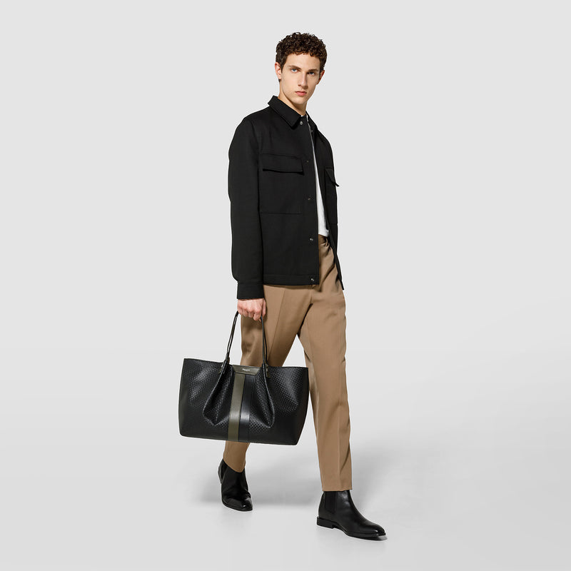 Serapian Secret tote bag in stepan eclipse black moss green 2025