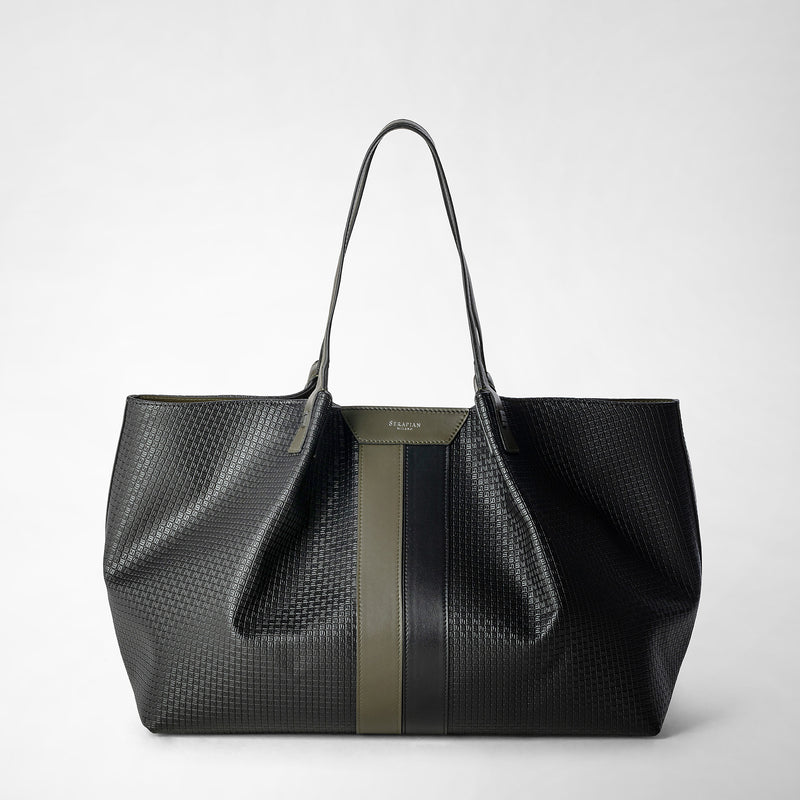 Serapian Secret tote bag in stepan eclipse black moss green 2025