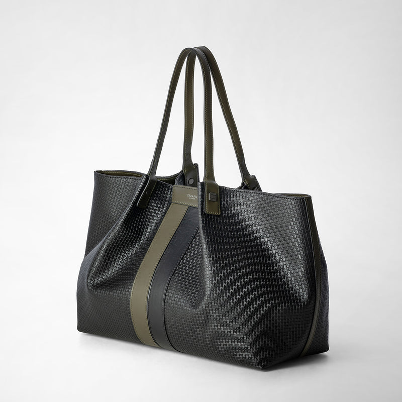 Serapian Secret tote bag in stepan eclipse black moss green 2025