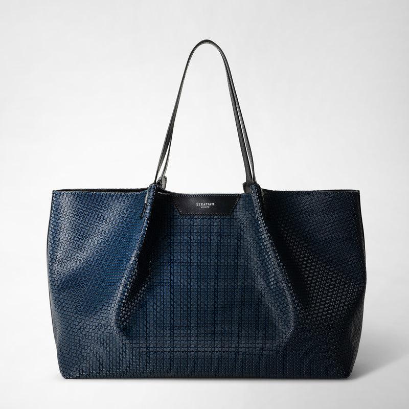 Serapian Tote bag secret in stepan blu oceano-nero In Linea