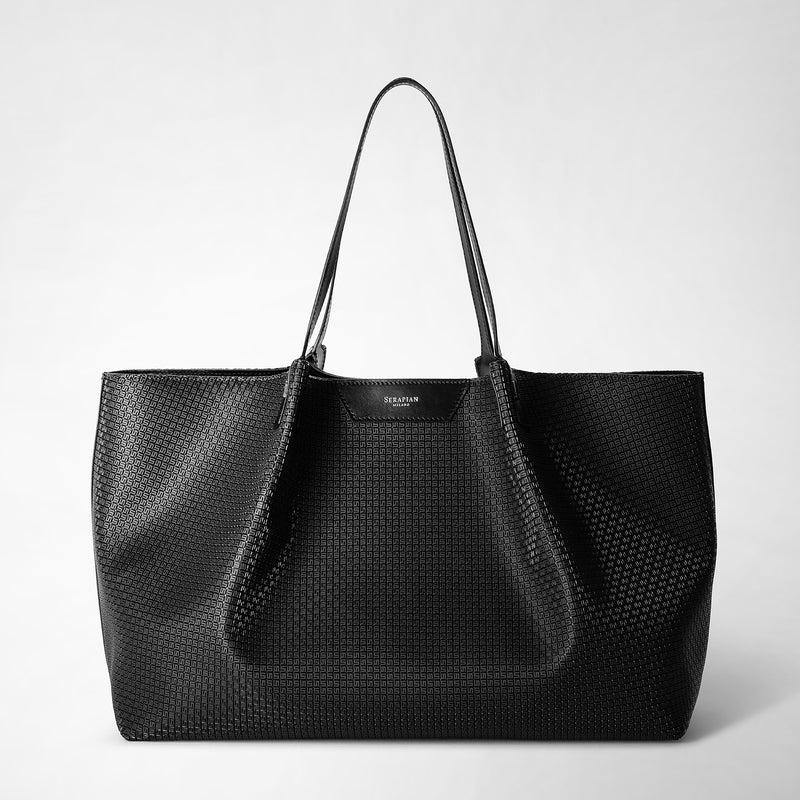 Serapian Tote bag secret in stepan nero-nero eclissi Nuovo