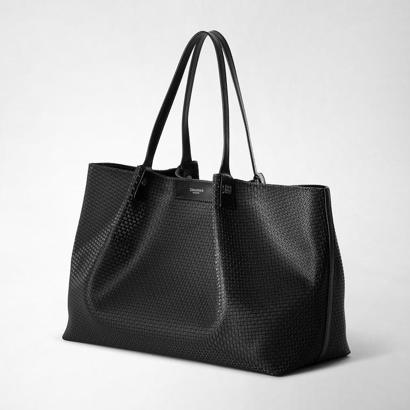 Serapian Tote bag secret in stepan nero-nero eclissi Nuovo