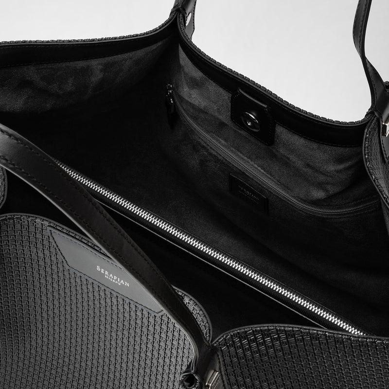 Serapian Tote bag secret in stepan nero-nero eclissi Nuovo