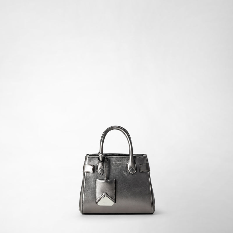 Serapian Mini meline' handbag in seta leather ruthenium Spedizione Gratuita