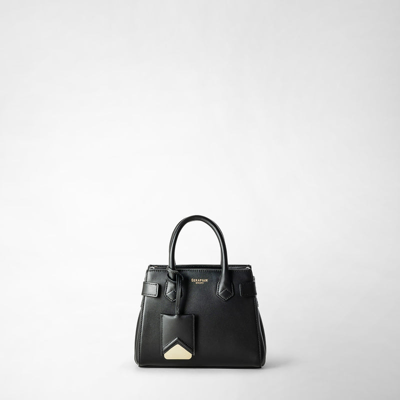 Serapian Mini meline' handbag in seta leather black Soddisfazione Garantita