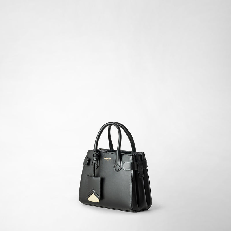 Serapian Mini meline' handbag in seta leather black Soddisfazione Garantita