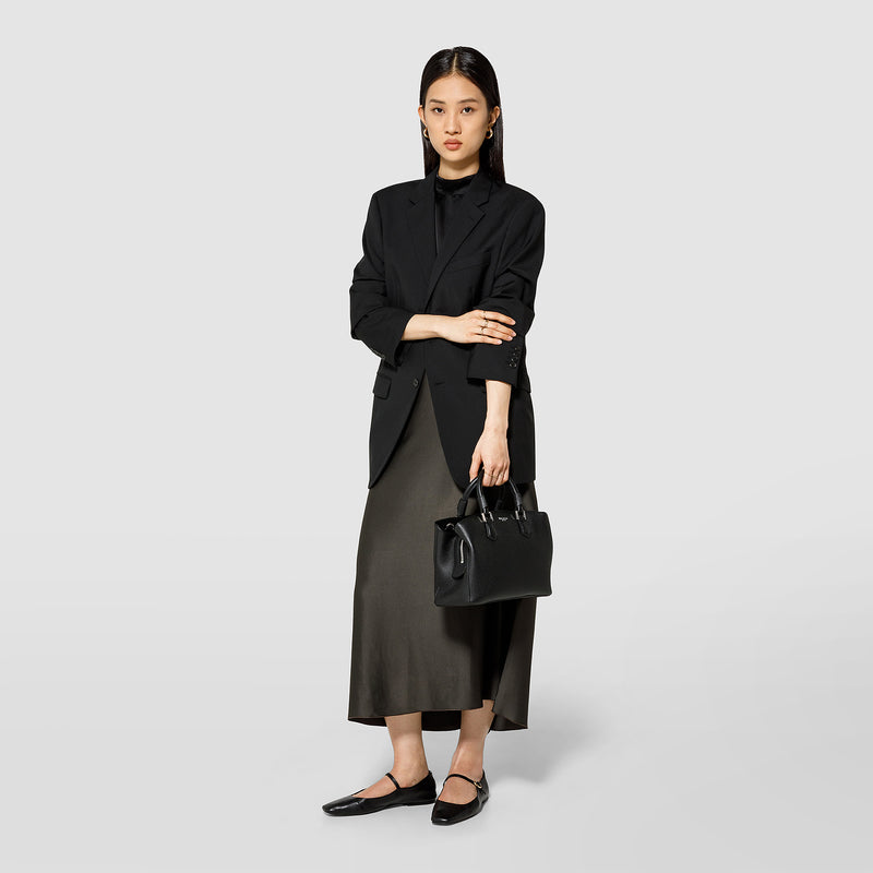 Serapian Small luna handbag in rugiada leather black Fino Al -60%