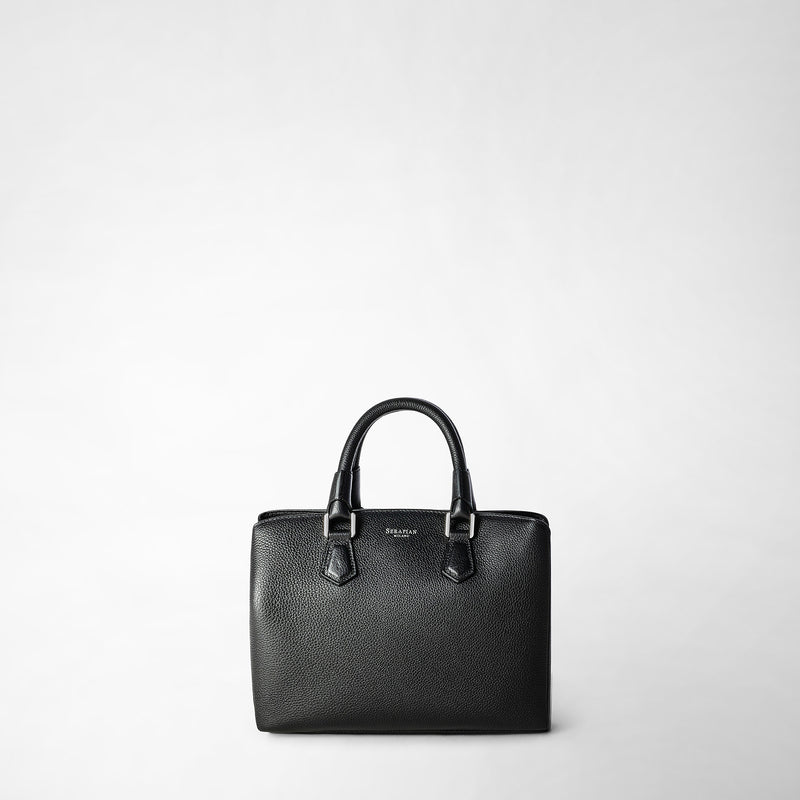 Serapian Small luna handbag in rugiada leather black Fino Al -60%