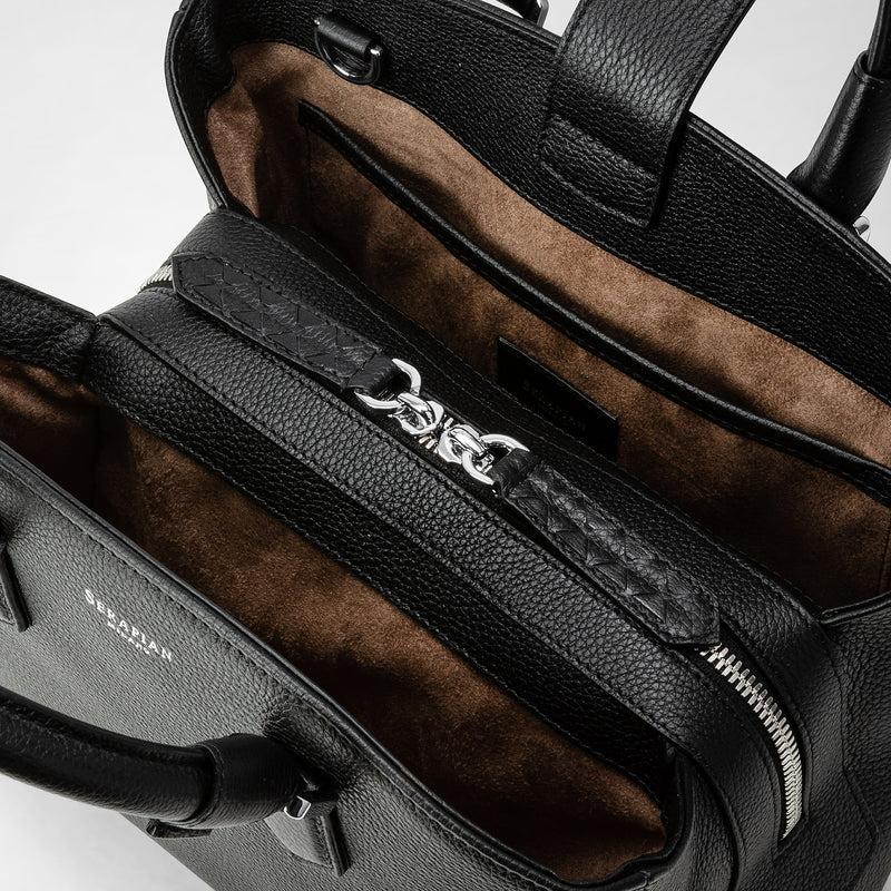 Serapian Small luna handbag in rugiada leather black Fino Al -60%