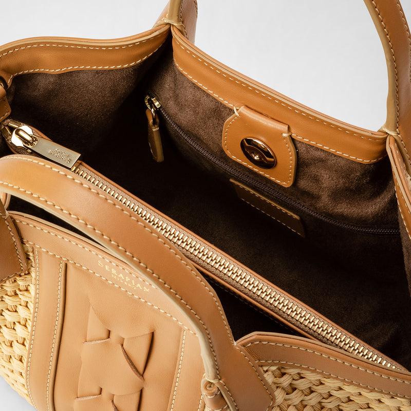 Serapian BORSA SECRET MINI IN RAFIA E PELLE SETA Prezzo Ridotto