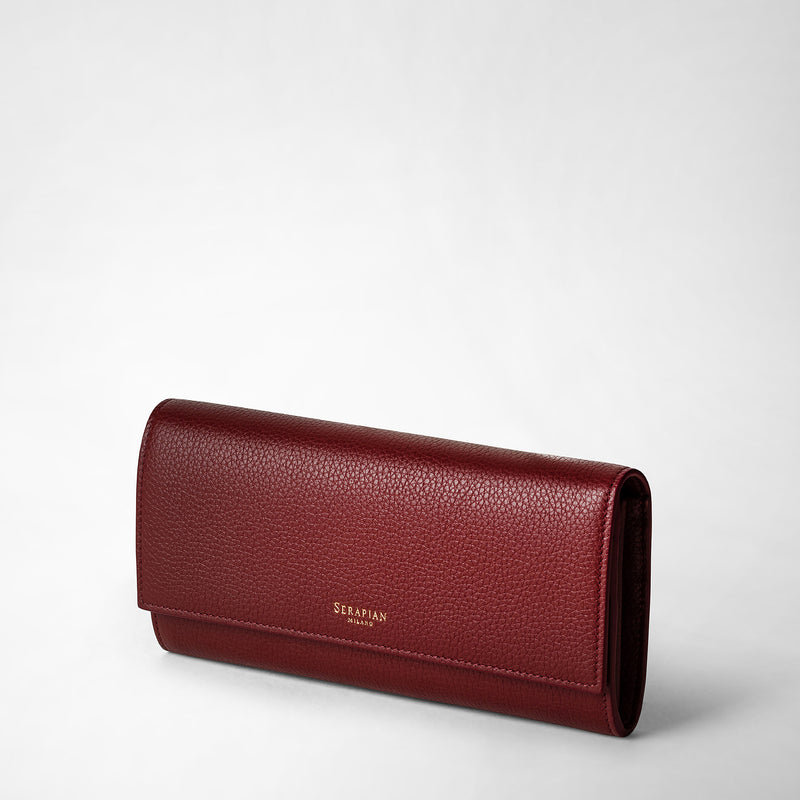 Serapian Portafoglio continental in pelle rugiada burgundy Saldi