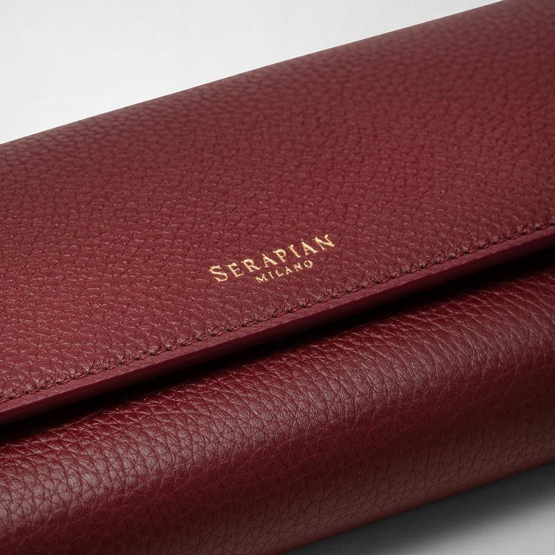 Serapian Portafoglio continental in pelle rugiada burgundy Saldi