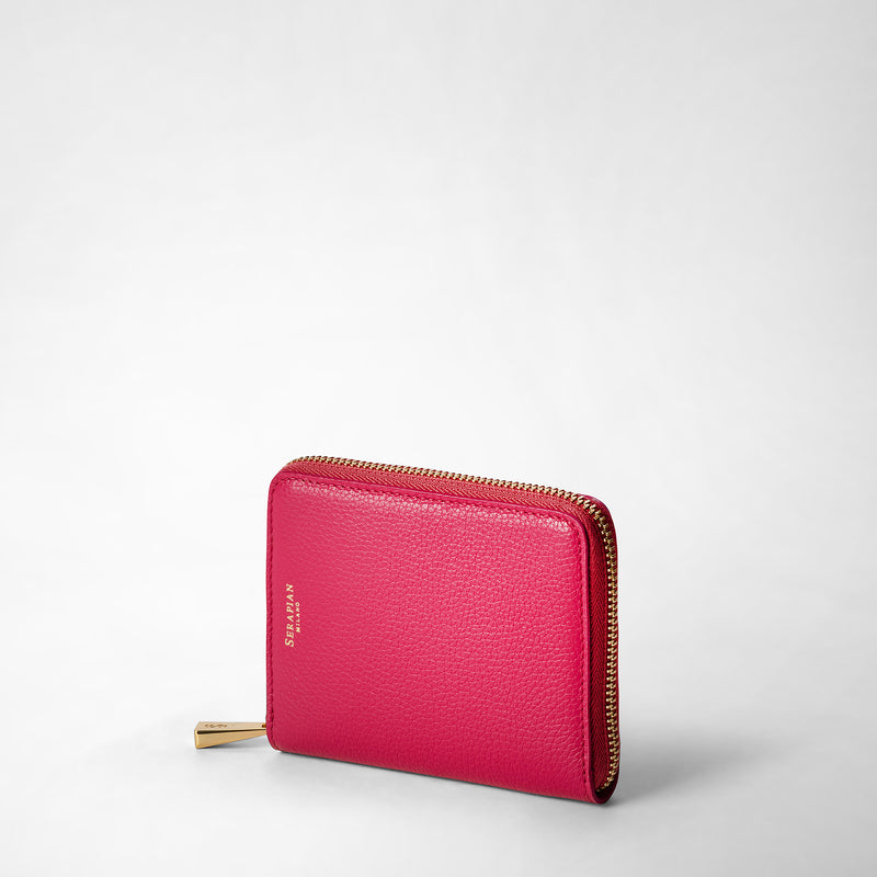 Serapian Mini zip around wallet in rugiada leather petal Saldi Di Fabbrica