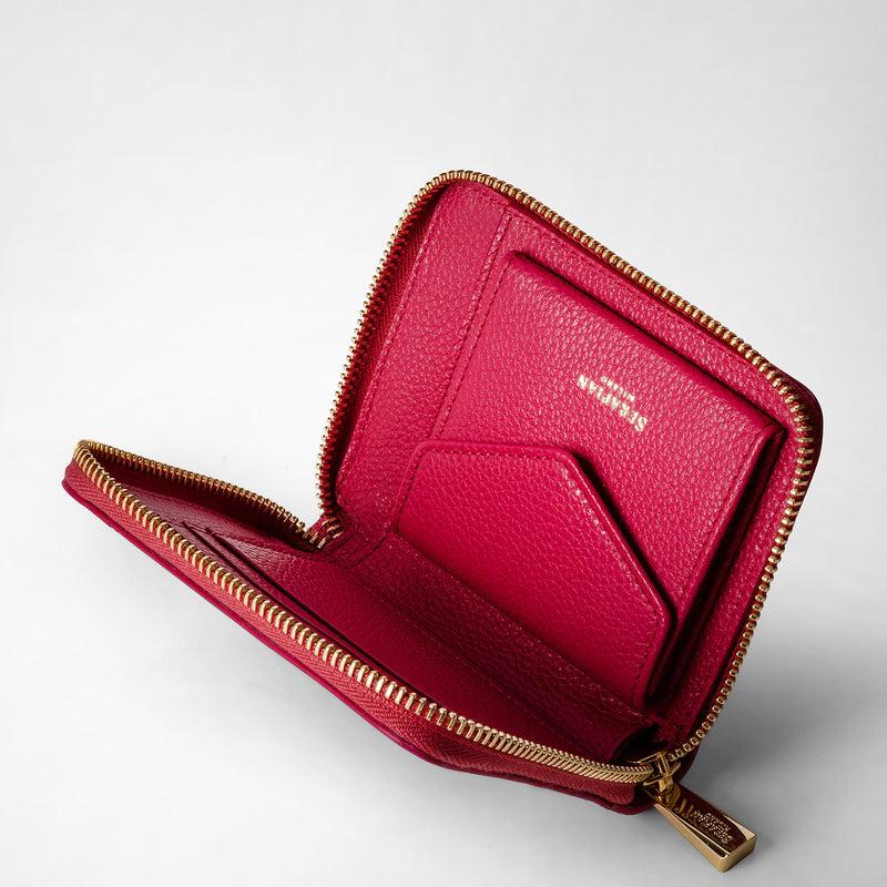 Serapian Mini zip around wallet in rugiada leather petal Saldi Di Fabbrica