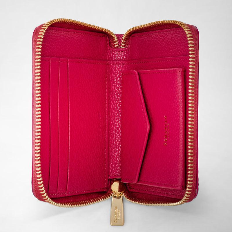 Serapian Mini zip around wallet in rugiada leather petal Saldi Di Fabbrica