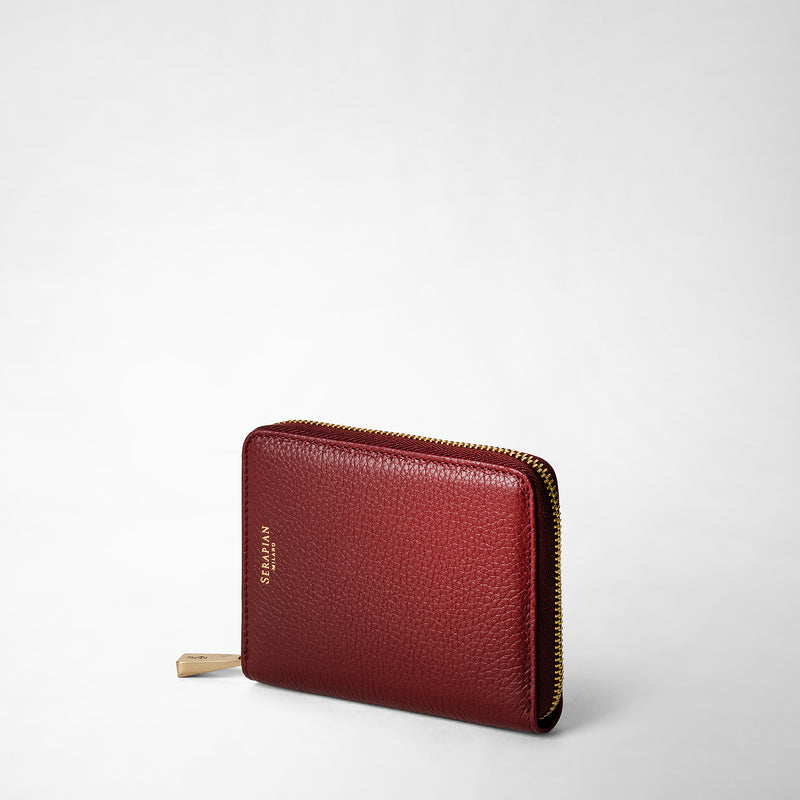 Serapian Portafoglio mini con zip in pelle rugiada burgundy Vendite Flash