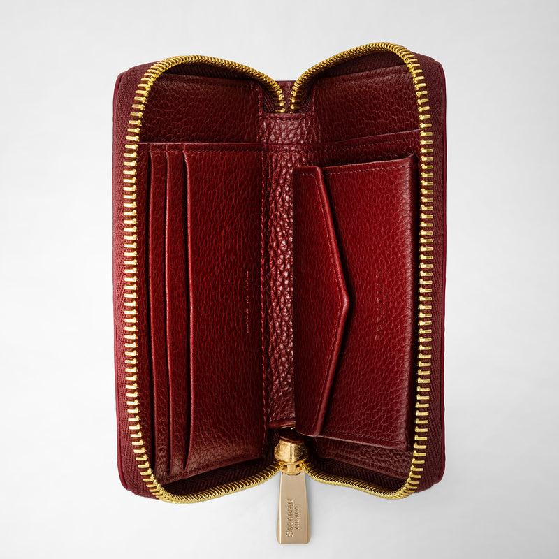 Serapian Portafoglio mini con zip in pelle rugiada burgundy Vendite Flash