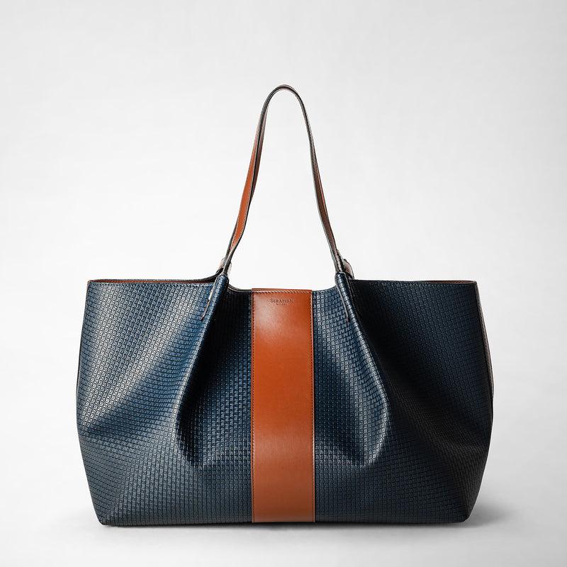 Serapian Borsa shopping secret stepan 72 blu oceano-cuoio Moda