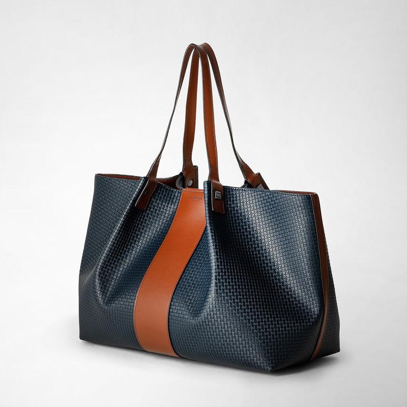 Serapian Borsa shopping secret stepan 72 blu oceano-cuoio Moda