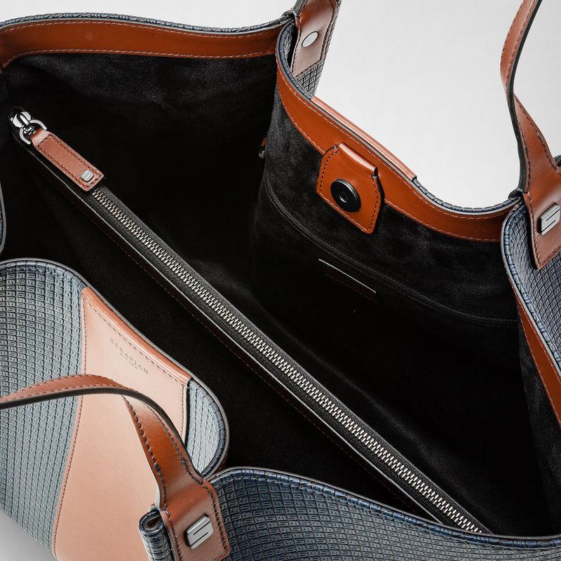 Serapian Borsa shopping secret stepan 72 blu oceano-cuoio Moda