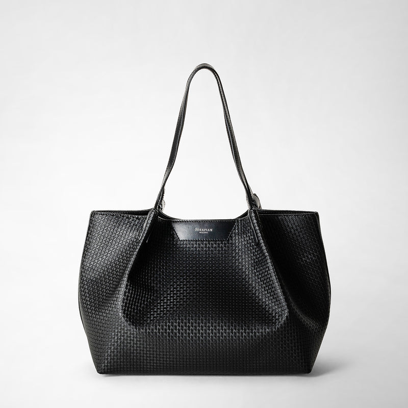 Serapian Tote bag secret piccola stepan nero-nero eclissi Sconto di tempo limitato