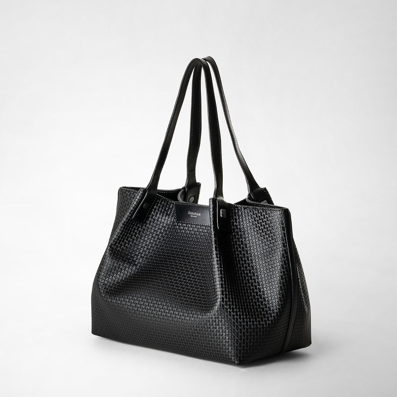 Serapian Tote bag secret piccola stepan nero-nero eclissi Sconto di tempo limitato