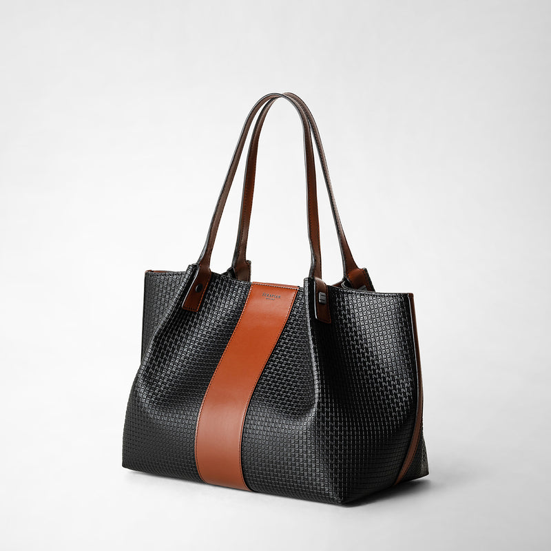 Serapian Borsa shopping secret piccola in stepan 72 nero-cuoio Negozio online di fabbrica