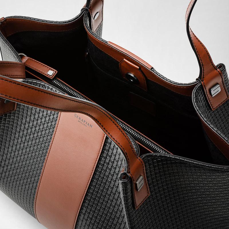 Serapian Borsa shopping secret piccola in stepan 72 nero-cuoio Negozio online di fabbrica