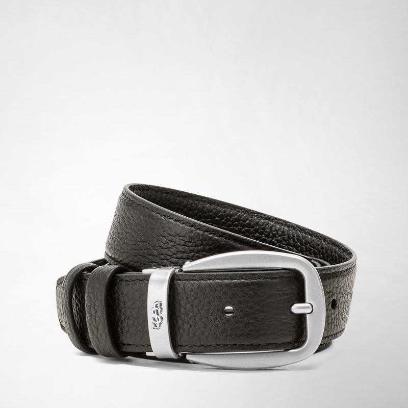 Serapian Cintura reversibile in pelle cachemire nero-navy Prezzo di fabbrica