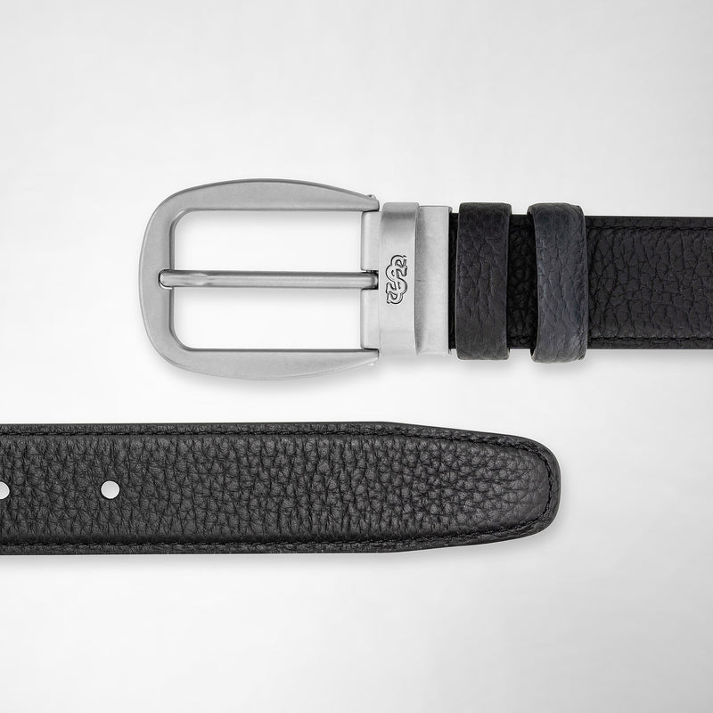 Serapian Cintura reversibile in pelle cachemire nero-navy Prezzo di fabbrica
