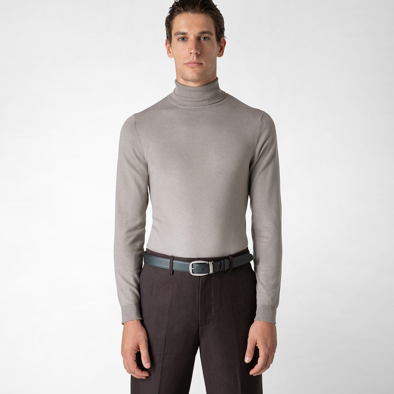 Serapian Cintura reversibile in pelle cachemire nero-navy Prezzo di fabbrica