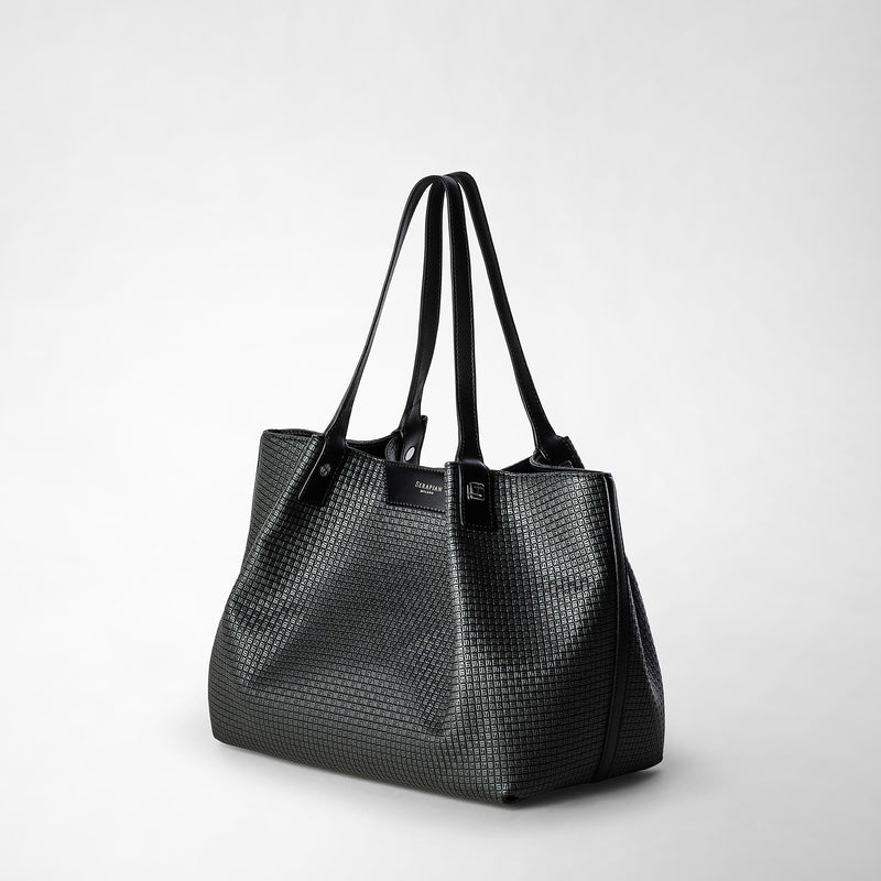 Serapian Tote bag secret piccola in stepan asfalto-nero Offerta speciale