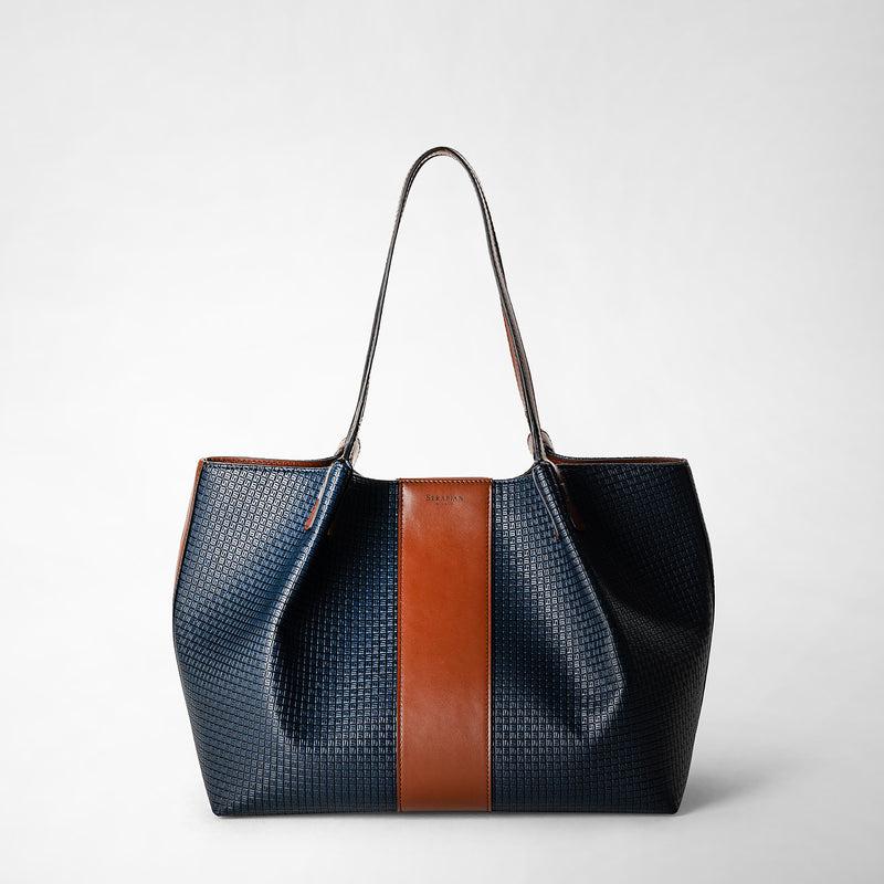 Serapian Borsa shopping secret piccola stepan 72 blu -cuoio Comprare a buon mercato