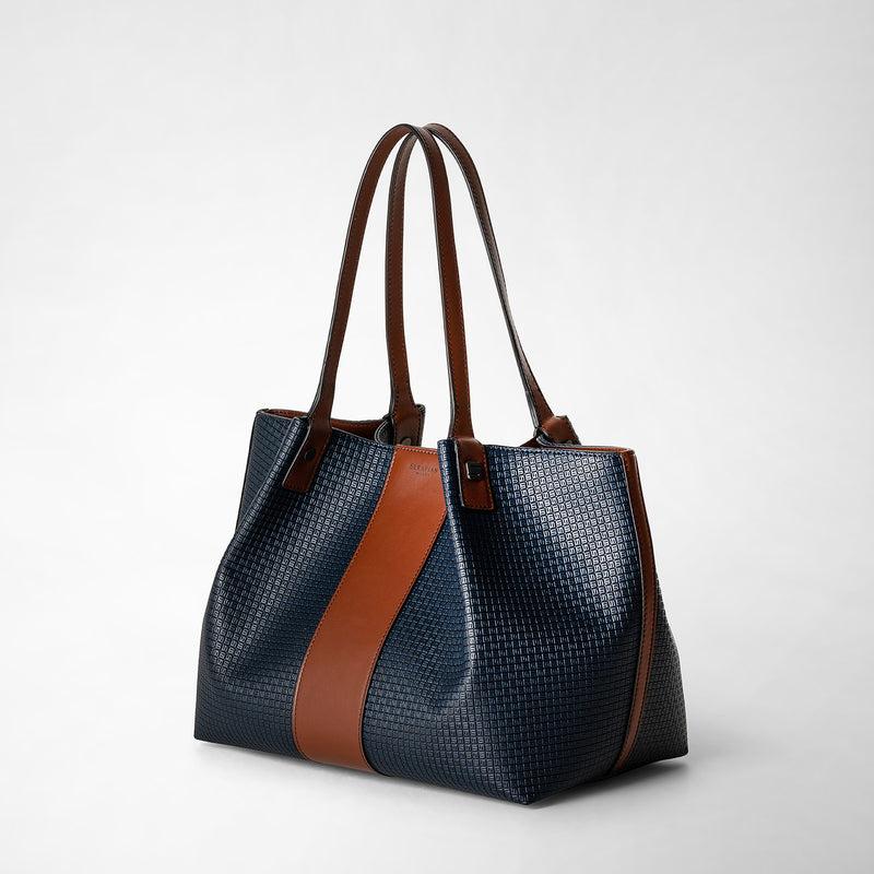 Serapian Borsa shopping secret piccola stepan 72 blu -cuoio Comprare a buon mercato