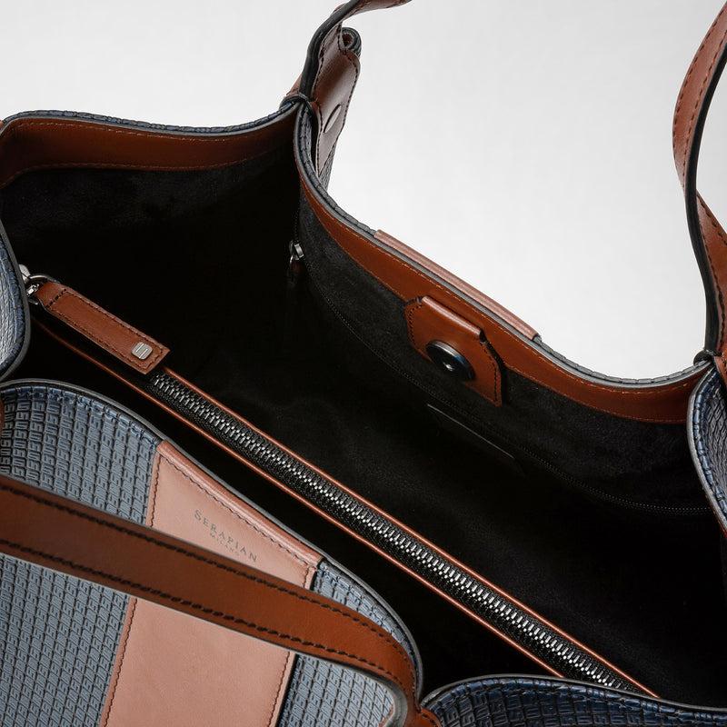 Serapian Borsa shopping secret piccola stepan 72 blu -cuoio Comprare a buon mercato