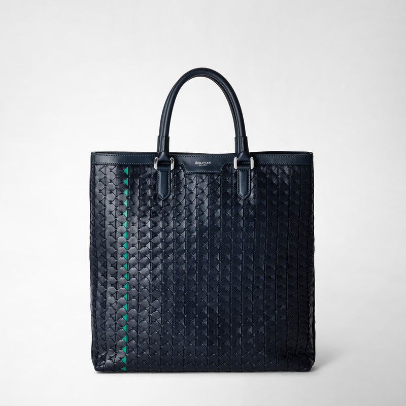 Serapian Vertical tote bag in mosaico navy blue Grande vendita