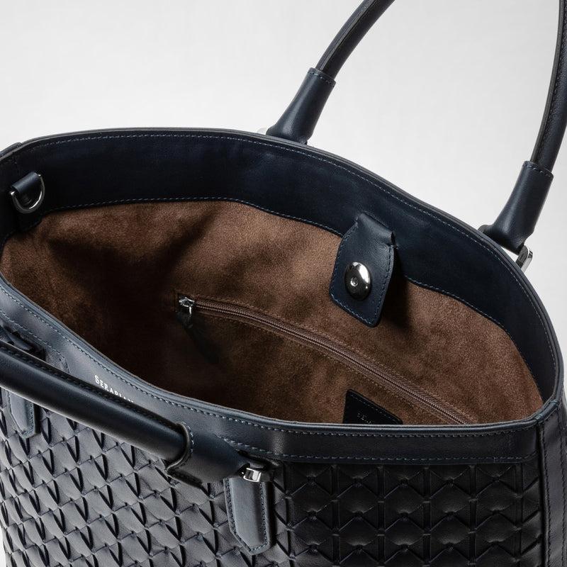 Serapian Vertical tote bag in mosaico navy blue Grande vendita