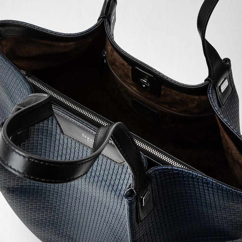 Serapian Vertical secret tote bag stepan blu oceano-nero Offerta natalizia