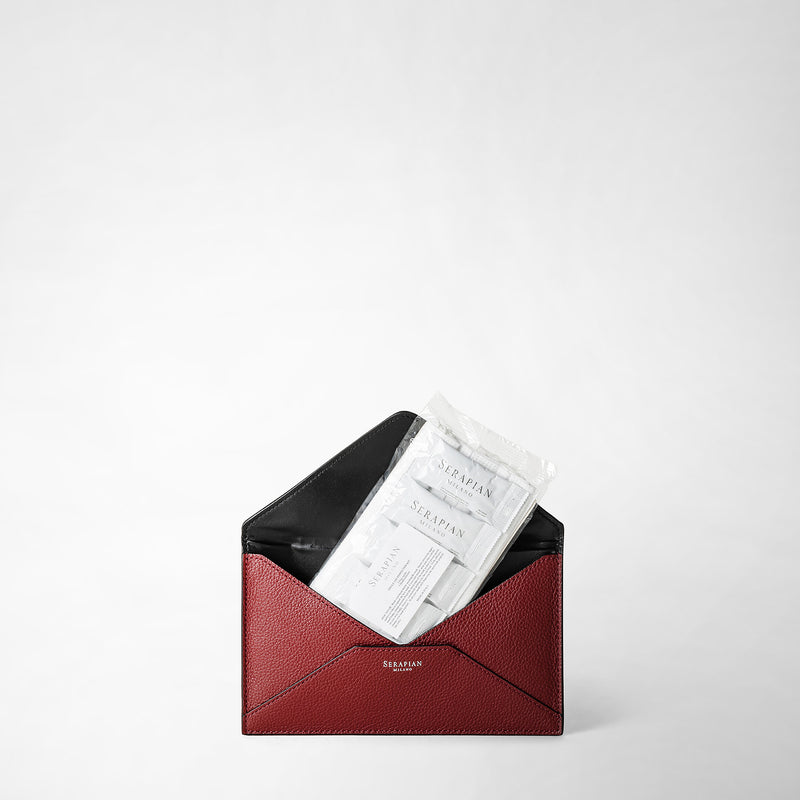 Serapian Pouch in pelle rugiada burgundy Offerta Giorno del Papà