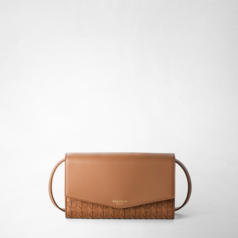 Serapian Clutch with shoulder strap in mosaico tan Smaltimento dello stoccaggio