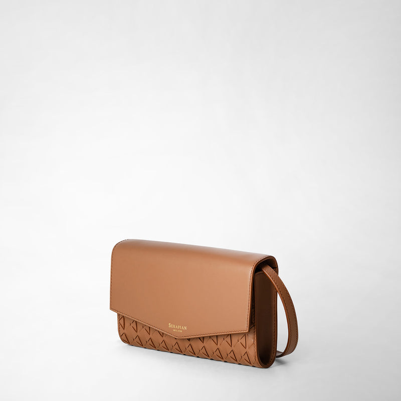 Serapian Clutch with shoulder strap in mosaico tan Smaltimento dello stoccaggio