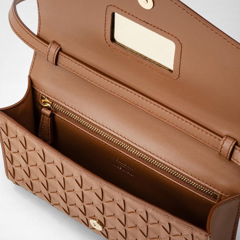 Serapian Clutch with shoulder strap in mosaico tan Smaltimento dello stoccaggio