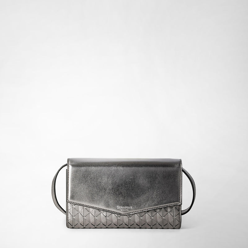 Serapian Clutch with shoulder strap in mosaico ruthenium Vendita calda